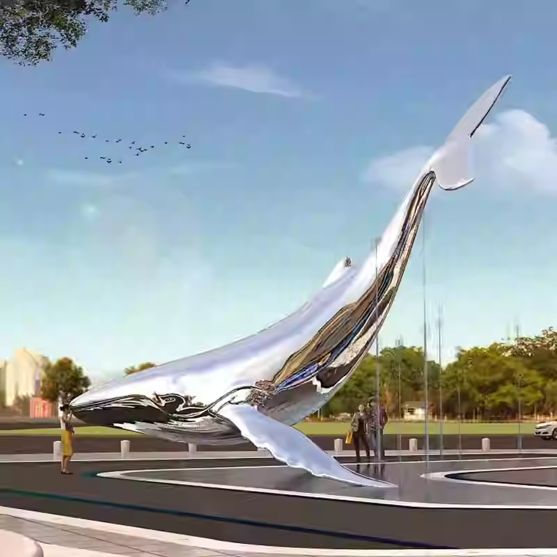 不锈钢鲸鱼雕塑