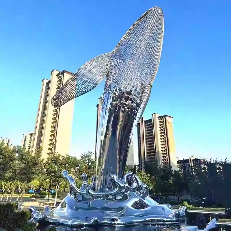 不锈钢鲸鱼雕塑