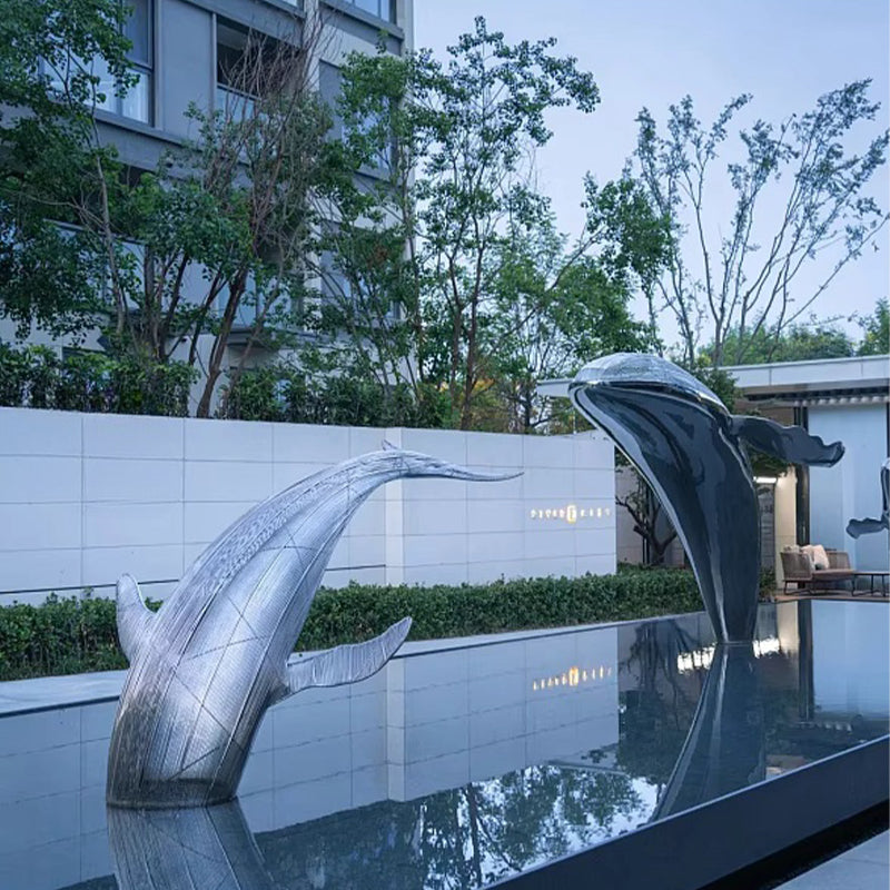 不锈钢鲸鱼雕塑