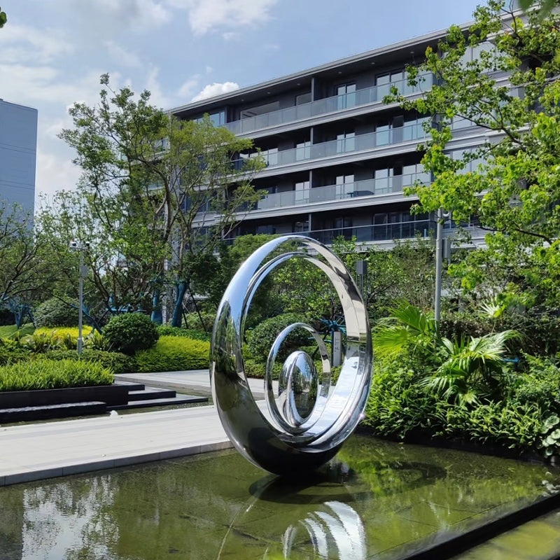 Customizable Stainless Steel Water Droplet Ripple Sculpture