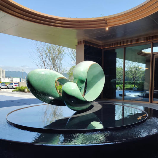 Customizable Stainless Steel Ring Waterscape Sculpture