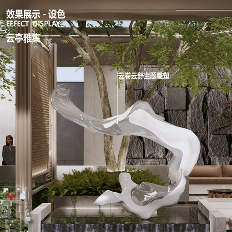 不锈钢云卷雕塑