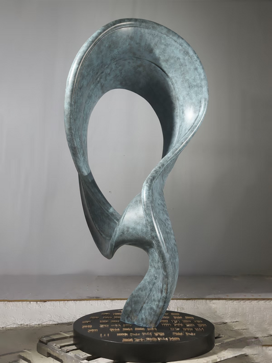 Abstract Glass Steel Ribbon Sculpture