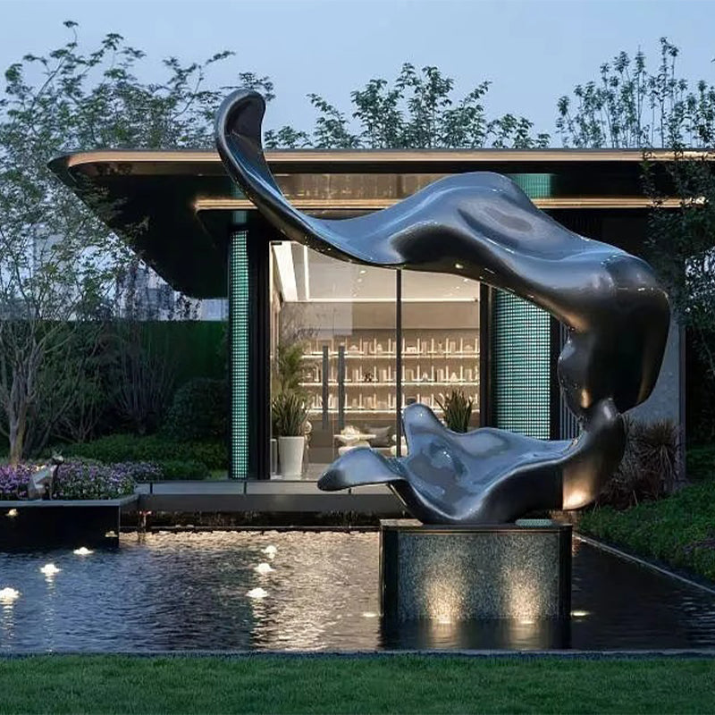 不锈钢云卷雕塑