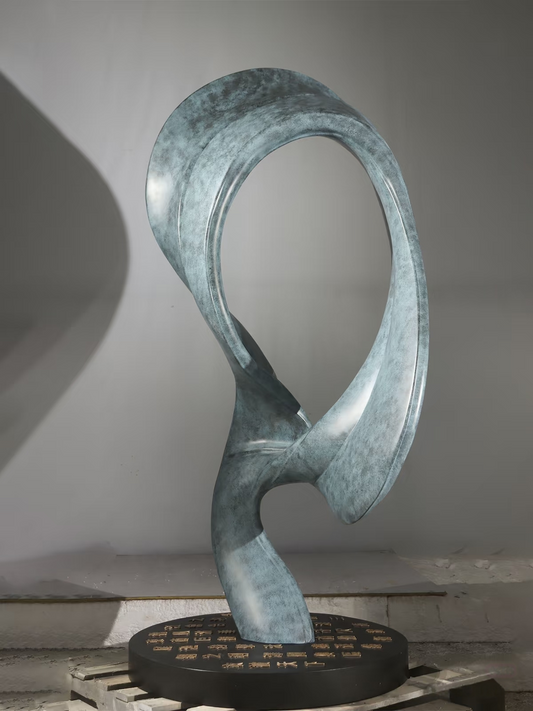 Abstract Glass Steel Ribbon Sculpture