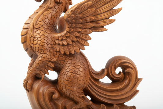 帮我生成一张木雕类产品的图片 